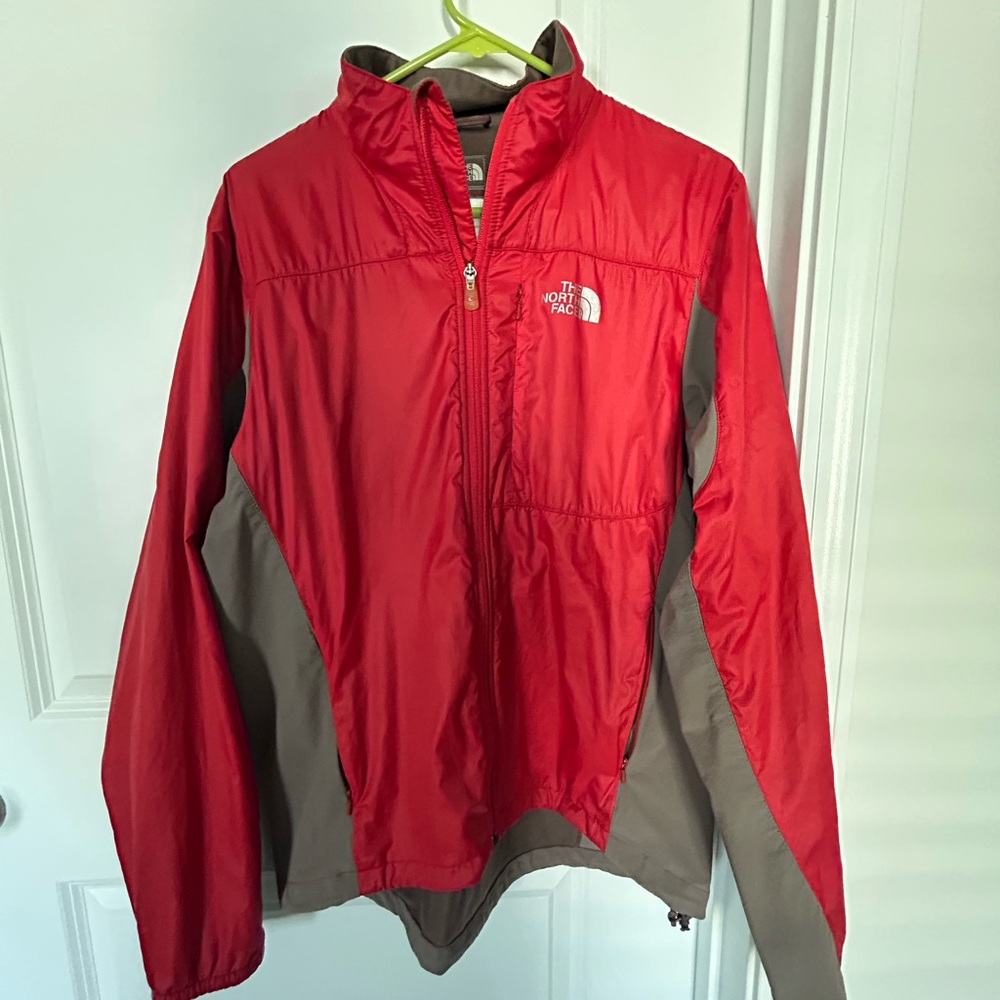 Red north face light zip up jacket men’s medium